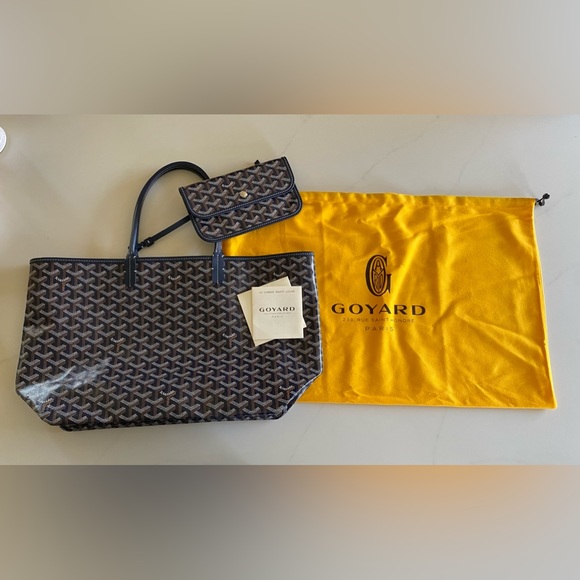 Goyard Navy Blue Goyardine Coated Canvas Sac Rouette PM Shoulder